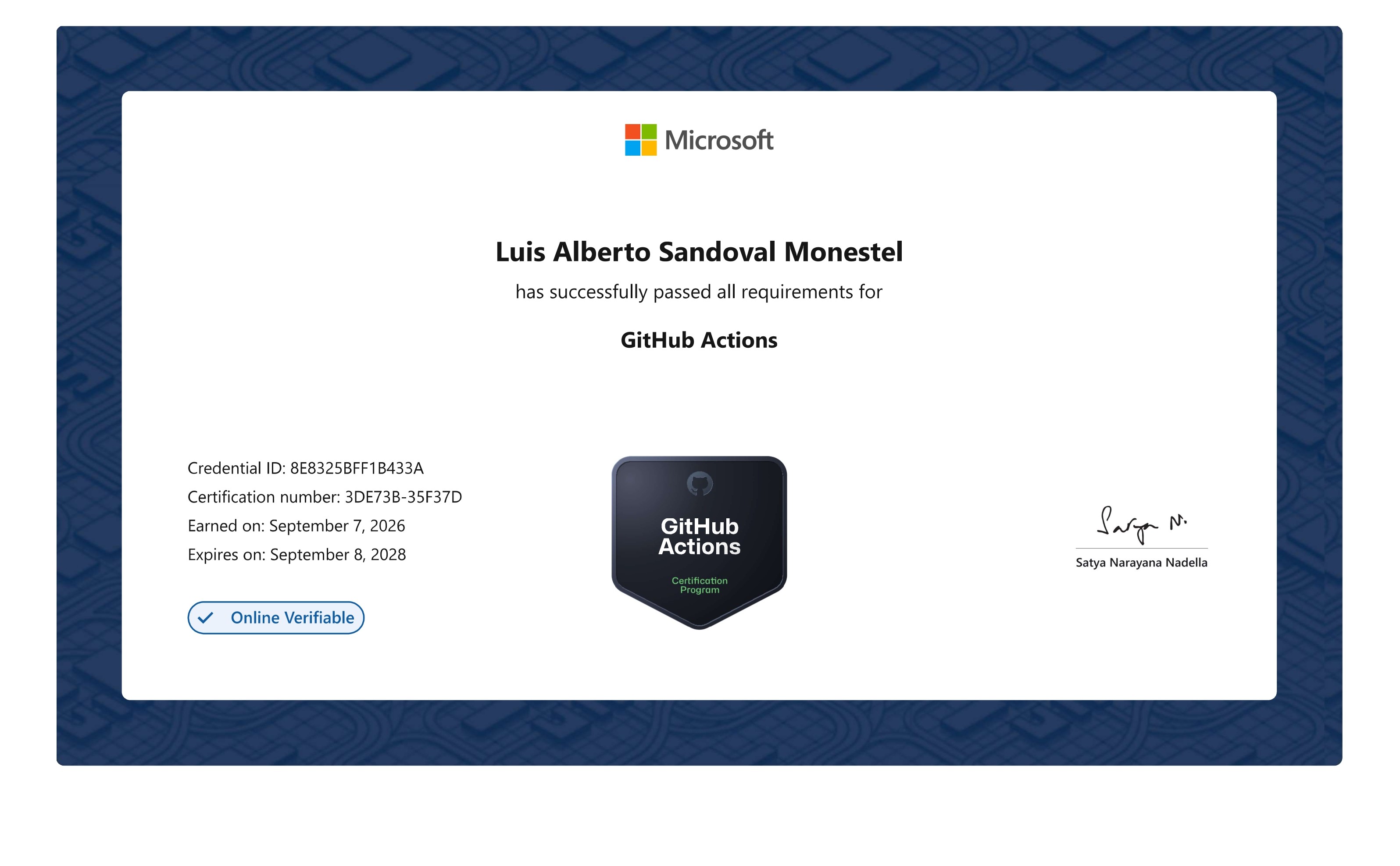 GitHub Actions certification credential